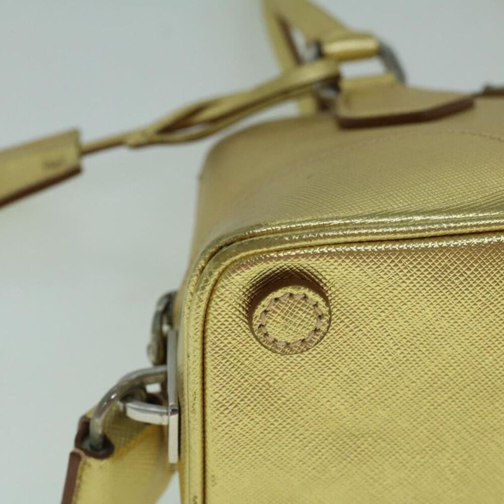 Prada Promenade Bag Saffiano Leather Gold Leather Handbag (Pre-Owned) - Picture 10 of 16